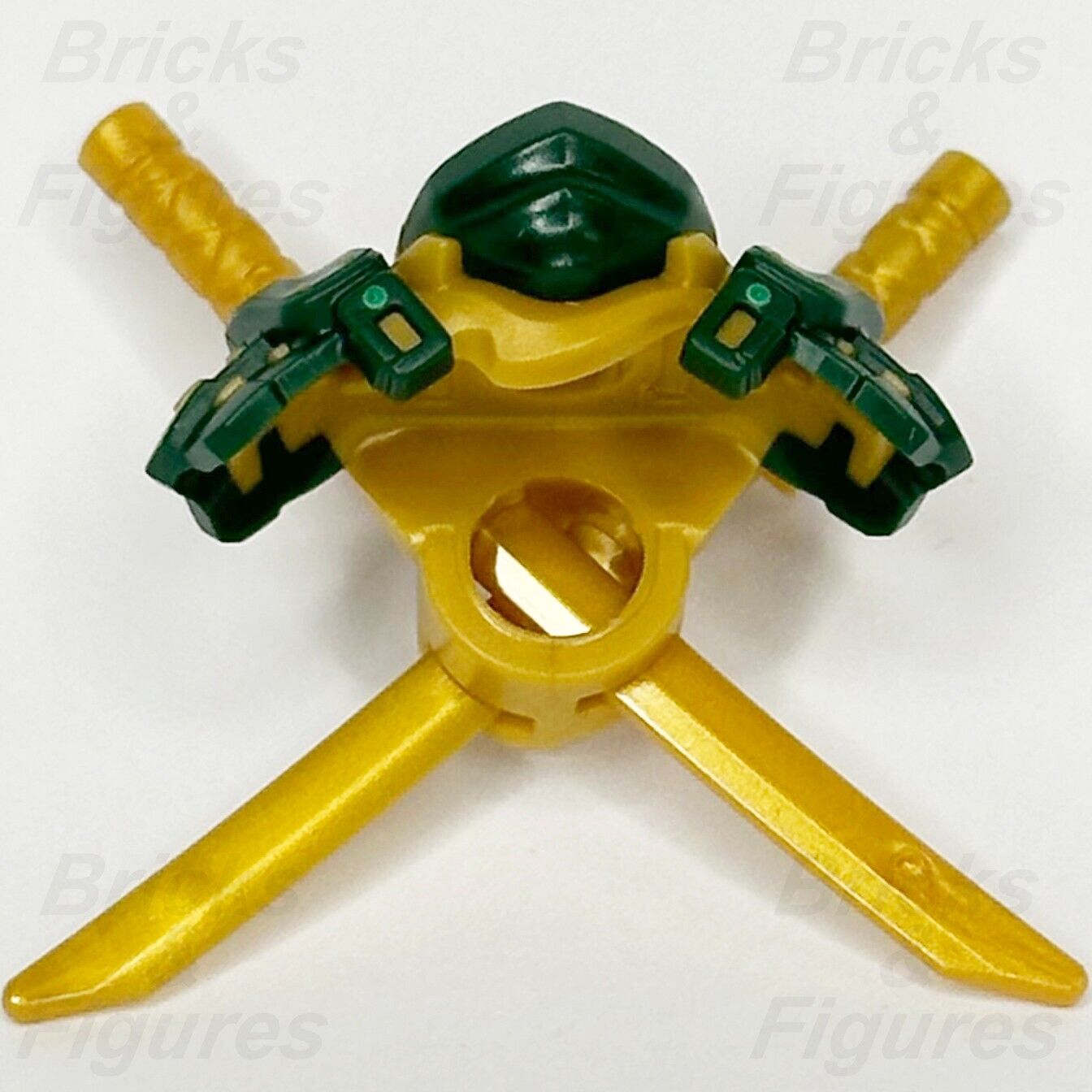 LEGO Ninjago Minifigure Shoulder Armour Part Dark Green Scabbard 2 Katana Swords - Bricks & Figures