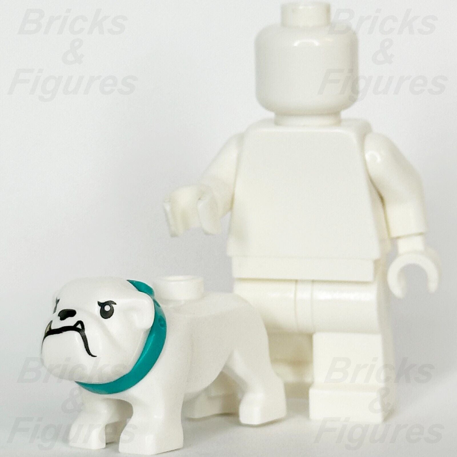 LEGO City White Bulldog Dog Animal Minifigure Part Gold Tooth Police Town 60417 - Bricks & Figures