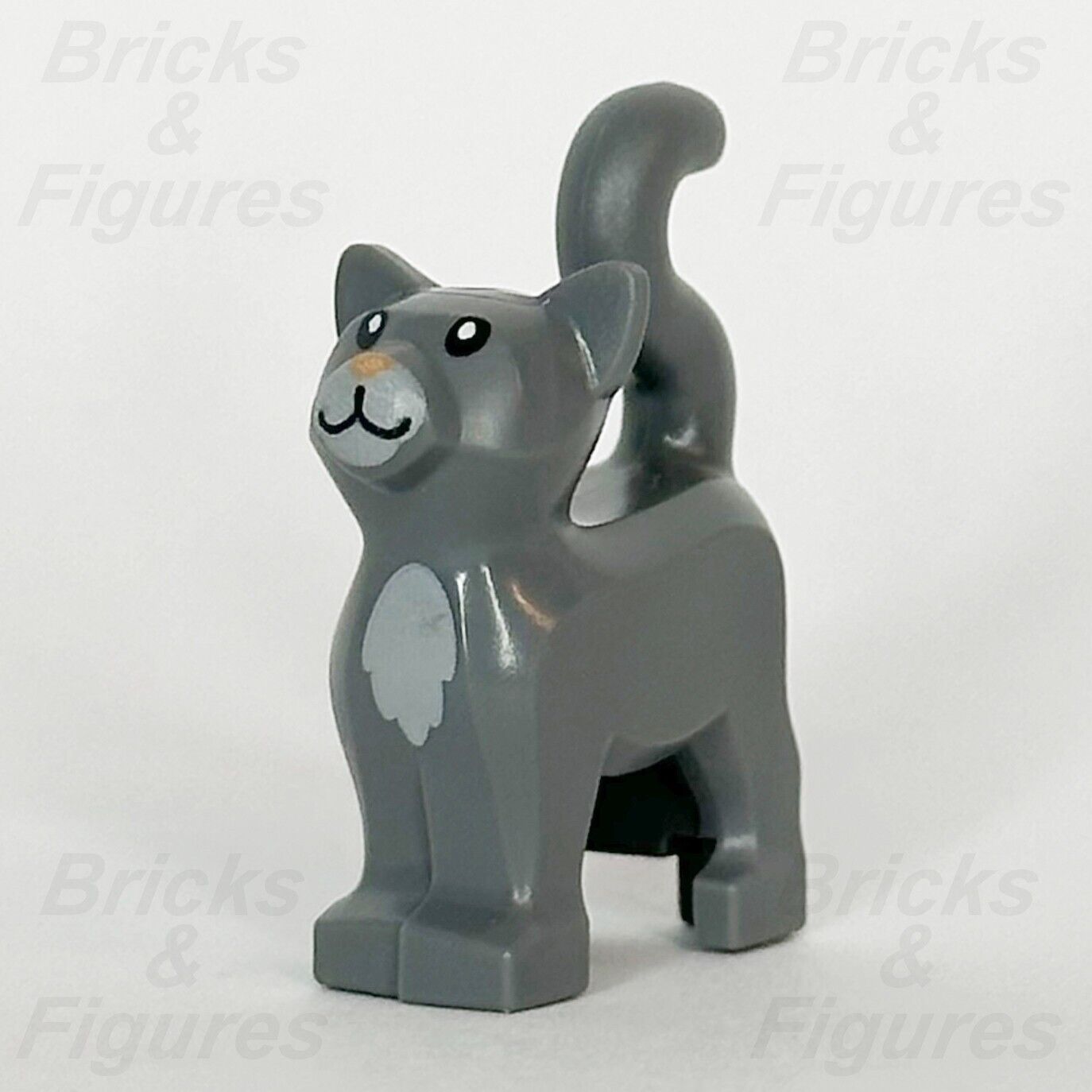 LEGO City Dark Bluish Grey Cat Animal Minifigure Part Nougat Nose 60382 40608 - Bricks & Figures