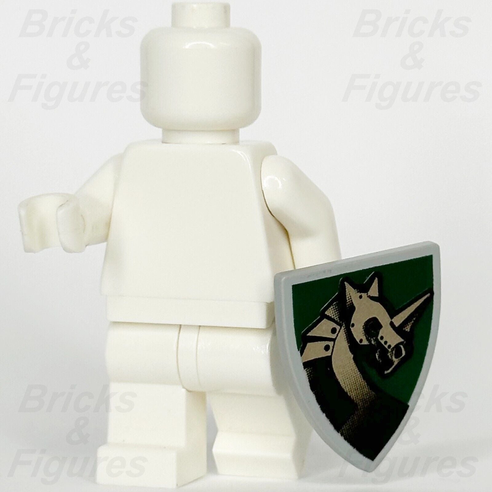 LEGO Castle Shield Minifigure Weapon Part Gold Armoured Horse on Green 8813 8821 - Bricks & Figures