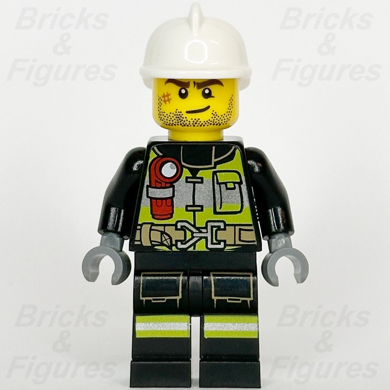 LEGO City Fireman Minifigure Fire Firefighter Reflective Stripes 60280 cty1255 - Bricks & Figures