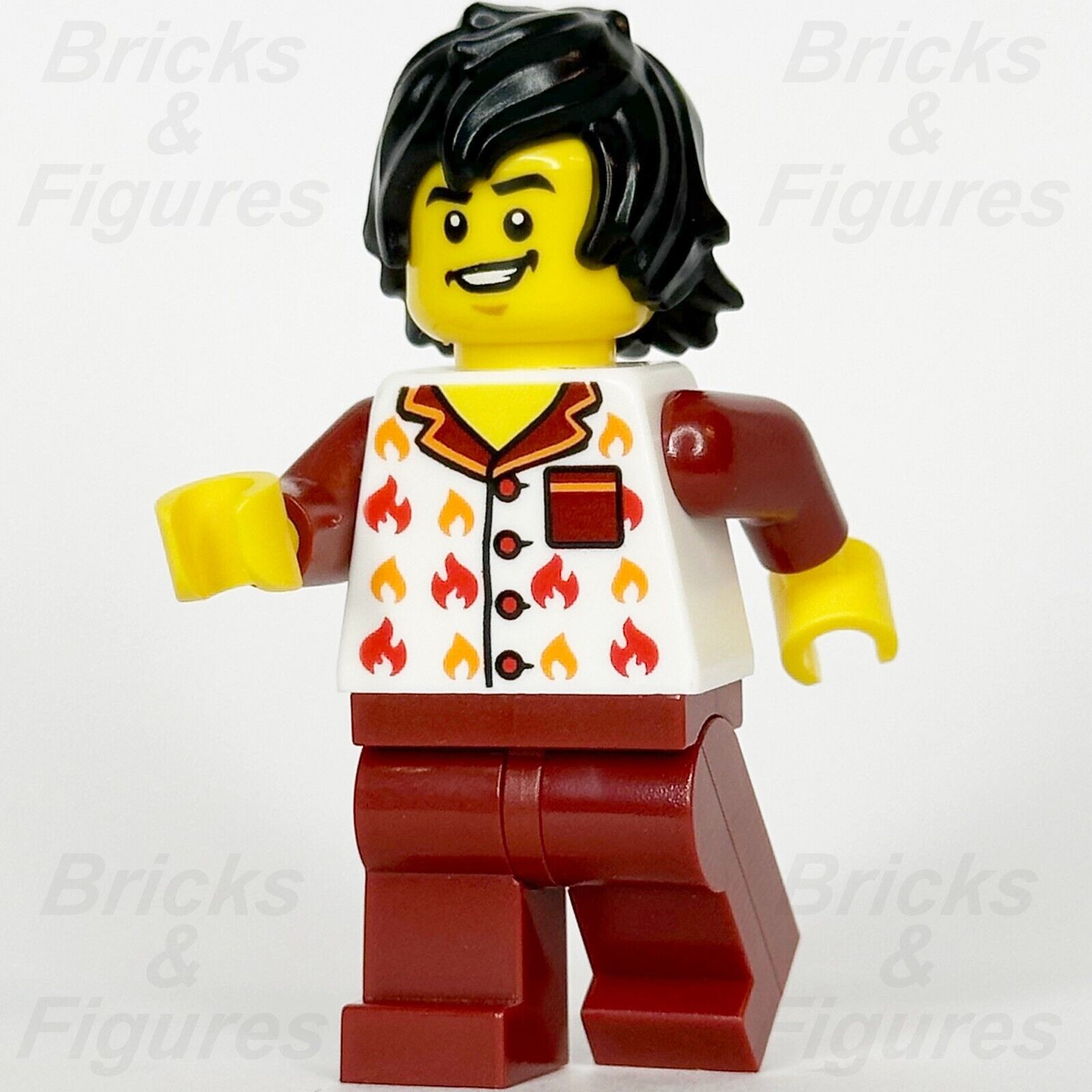 LEGO City Fireman Manager Minifigure Fire Firefighter Flame Top 60414 cty1717 - Bricks & Figures