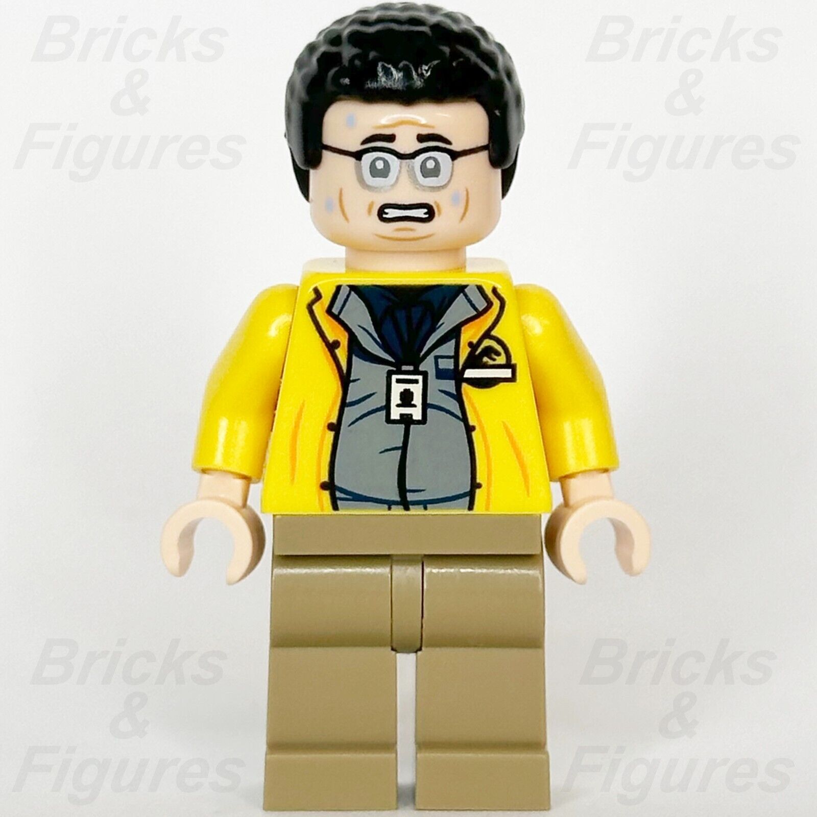 LEGO Jurassic World Dennis Nedry Minifigure Jurassic Park Logo Top 76958 jw106 - Bricks & Figures