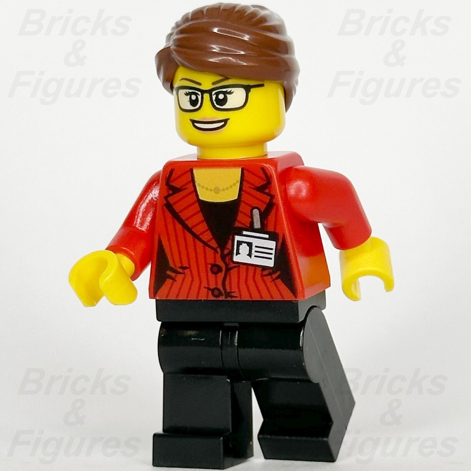 LEGO City Reporter Minifigure Red Suit Jacket With ID Badge Town 60233 cty1045