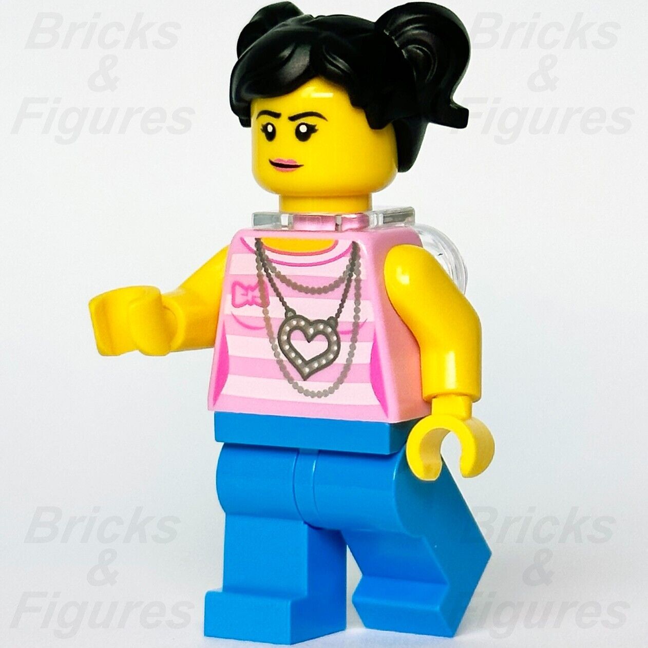 LEGO Monkie Kid Rui Minifigure Bright Pink Top Heart Necklace 80018 mk037 - Bricks & Figures