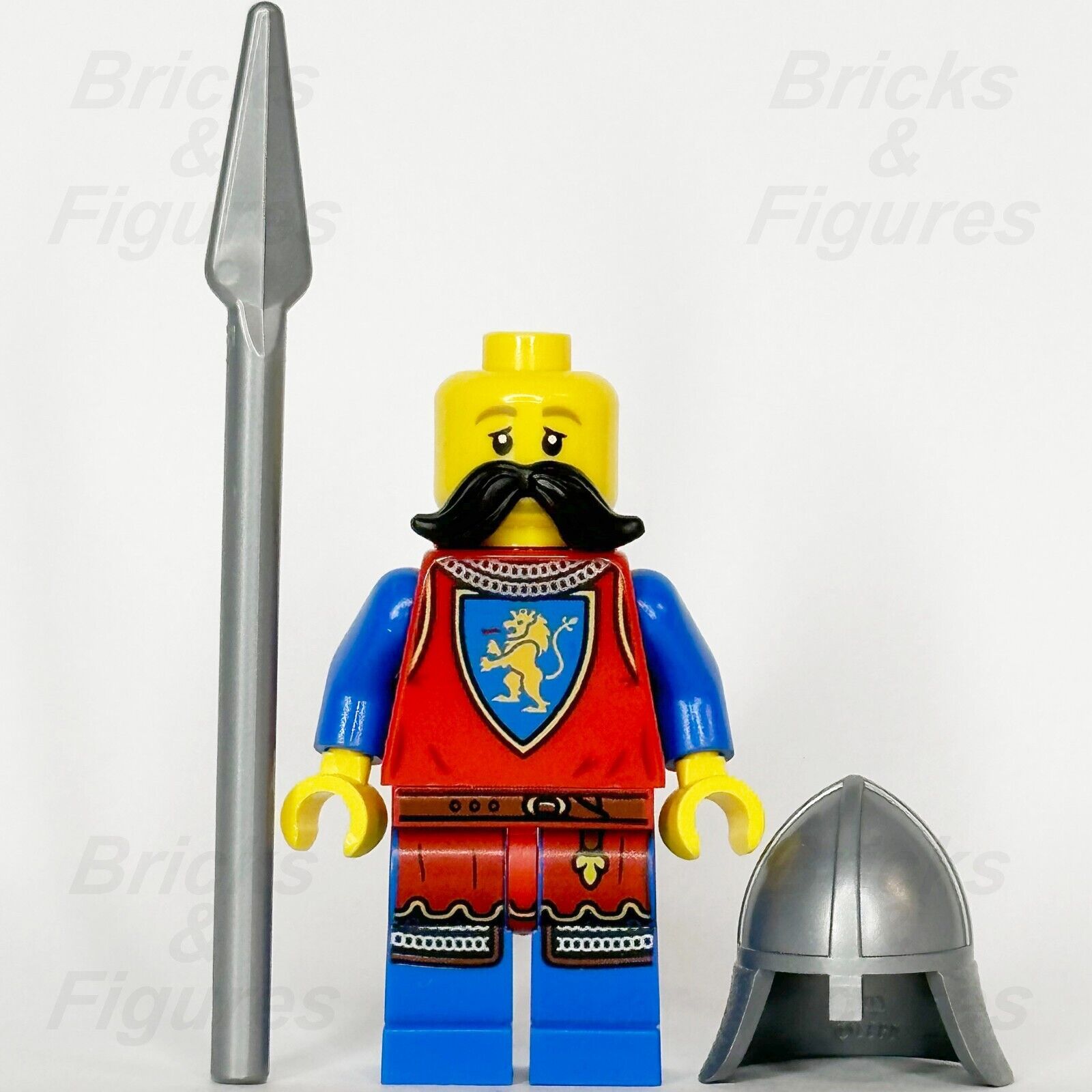 LEGO Castle Lion Knight Tower Guard Minifigure Male Black Moustache 10332 cas589 - Bricks & Figures