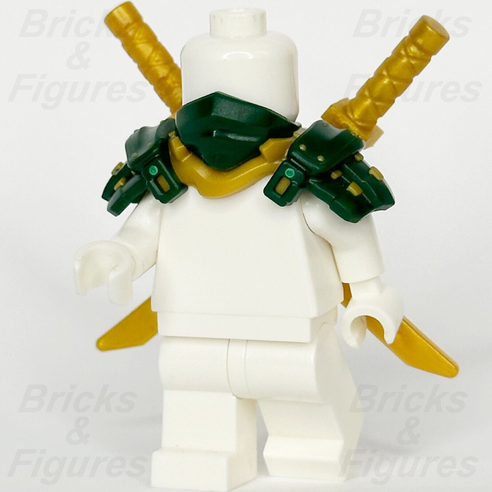 LEGO Ninjago Minifigure Shoulder Armour Part Dark Green Scabbard 2 Katana Swords - Bricks & Figures