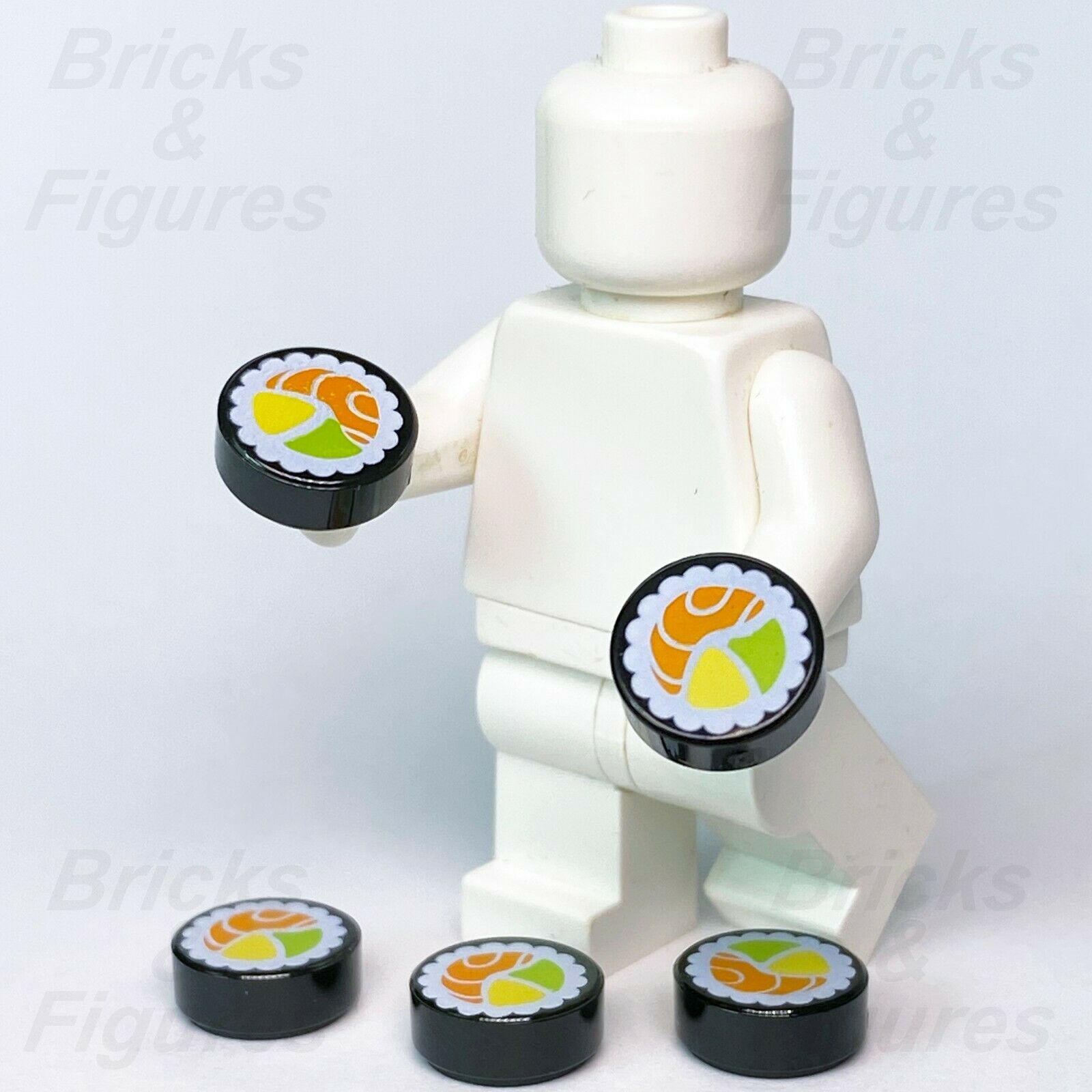 5 x Ninjago LEGO Round Sushi Salmon Maki Roll Pattern Food Parts Genui