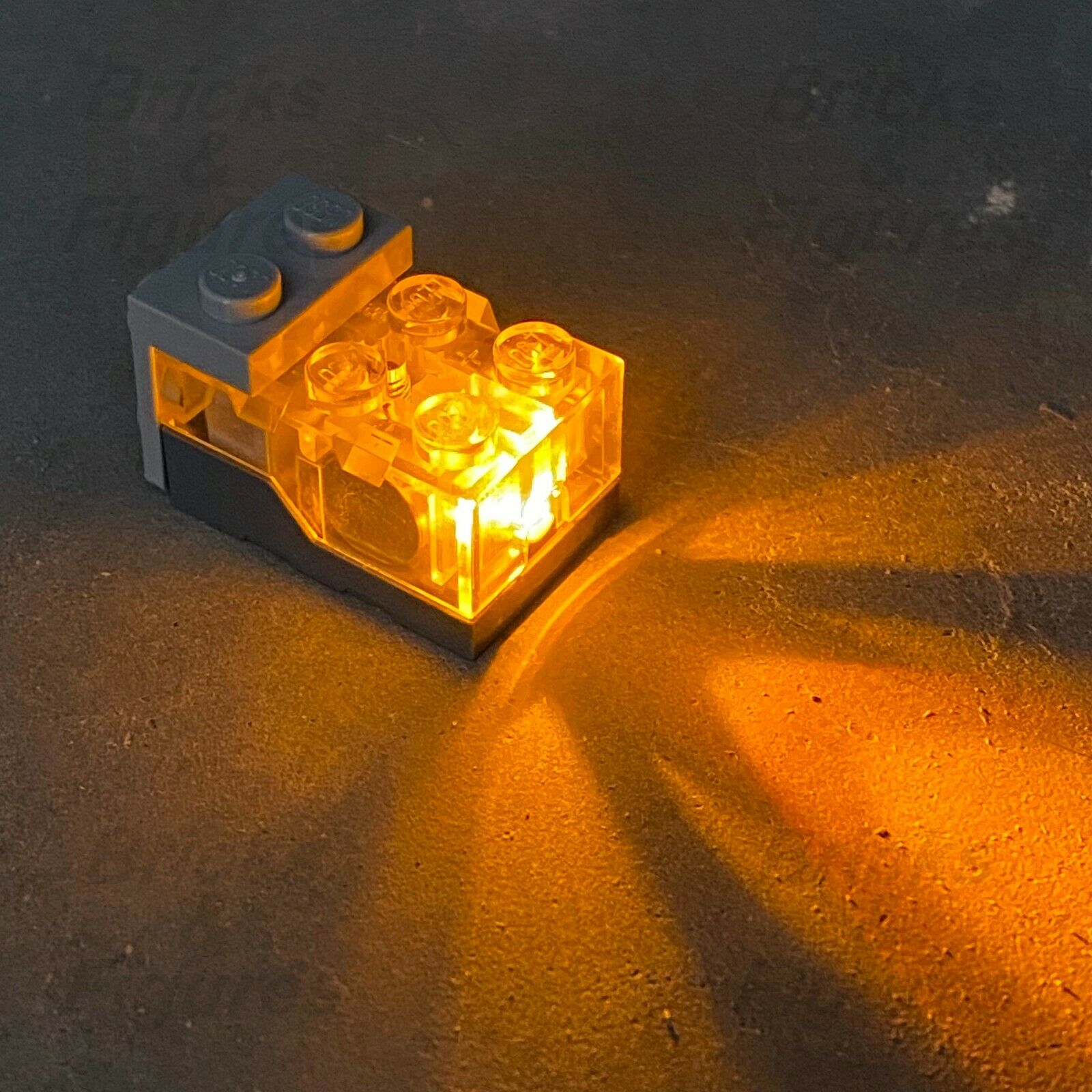 LEGO Clear Top Orange LED Glow Electric Light Brick 2 x 3 x 1 1 3 Genuine Part